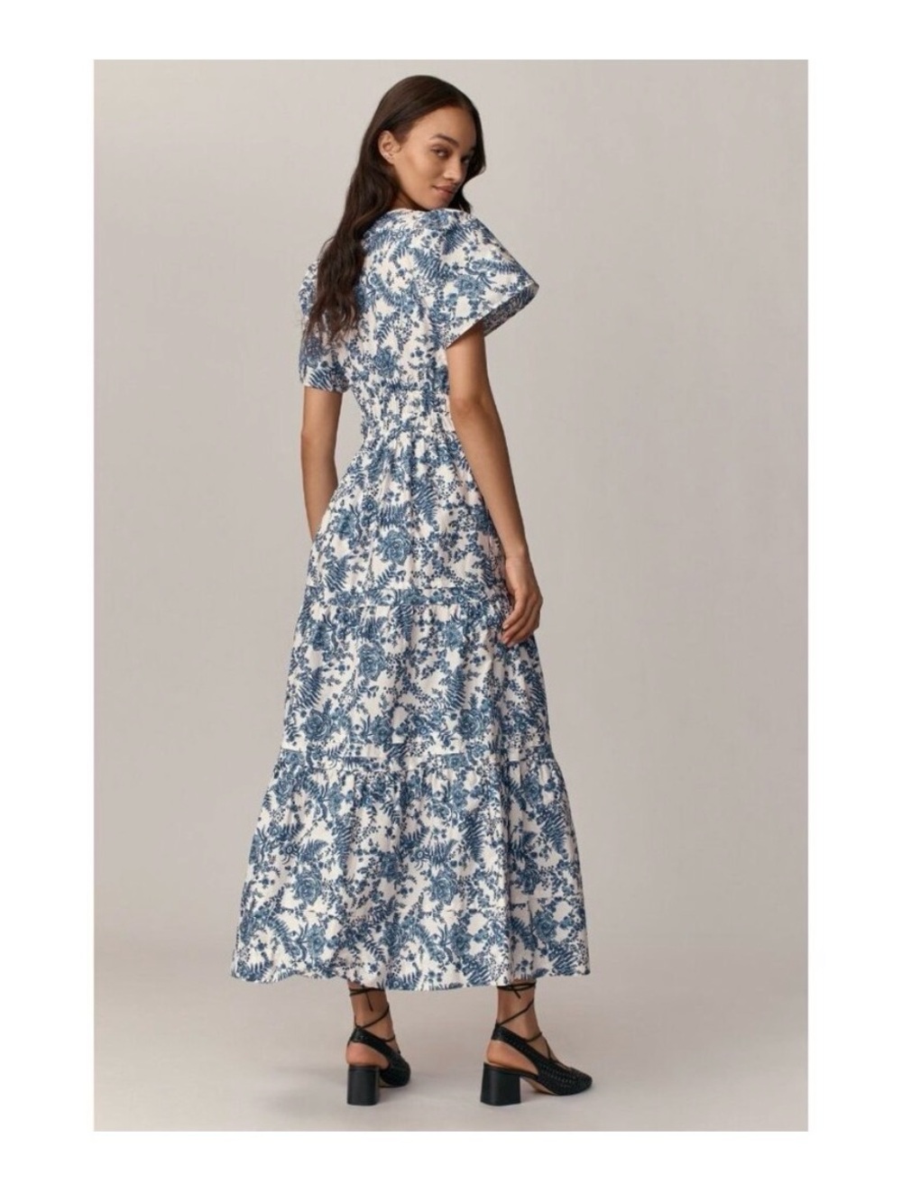 Anthropologie Blue and White Floral Somerset dress in XS - Picture 2 of 8